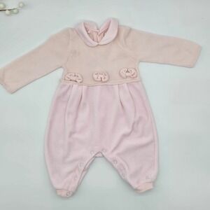 Emile et Rose Pink Velvet Baby Girl Romper 3 Months